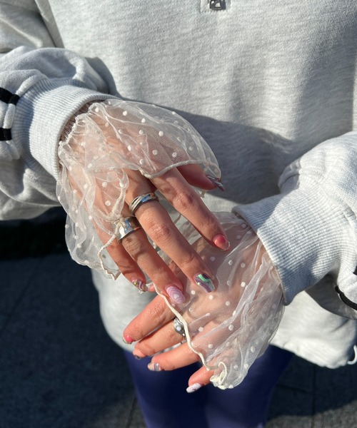 DISCOAT（ディスコート）の「【WEB限定】ドットチュールアームカバー（アームカバー・レディース・アイボリー/ブルー/ホワイト・FREE）」の16枚目の写真