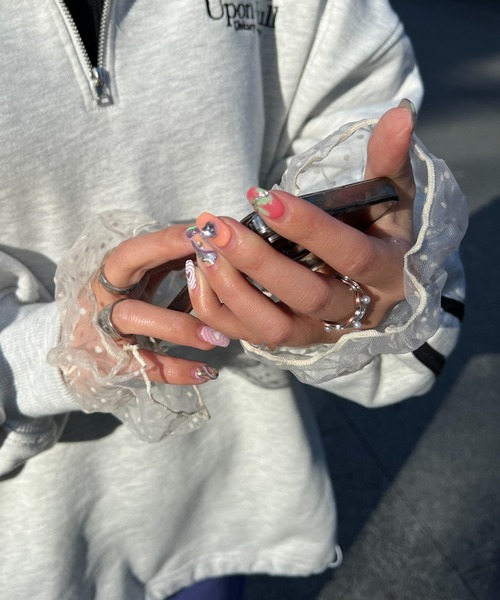 DISCOAT（ディスコート）の「【WEB限定】ドットチュールアームカバー（アームカバー・レディース・アイボリー/ブルー/ホワイト・FREE）」の17枚目の写真