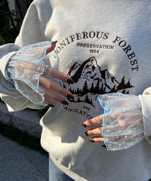 DISCOAT（ディスコート）の「【WEB限定】ドットチュールアームカバー（アームカバー・レディース・アイボリー/ブルー/ホワイト・FREE）」の14枚目の写真