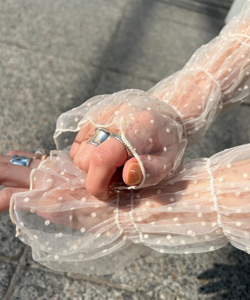 DISCOAT（ディスコート）の「【WEB限定】ドットチュールアームカバー（アームカバー・レディース・アイボリー/ブルー/ホワイト・FREE）」の18枚目の写真