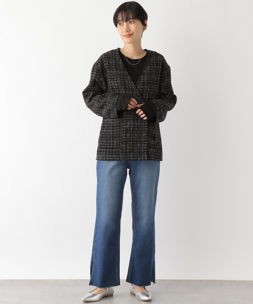 LEPSIM（レプシィム）の「ツイードノーカラージャケット　174260（ノーカラージャケット・レディース・オフホワイト/ブラック・FREE）」の4枚目の写真