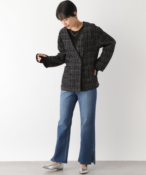 LEPSIM（レプシィム）の「ツイードノーカラージャケット　174260（ノーカラージャケット・レディース・オフホワイト/ブラック・FREE）」の5枚目の写真