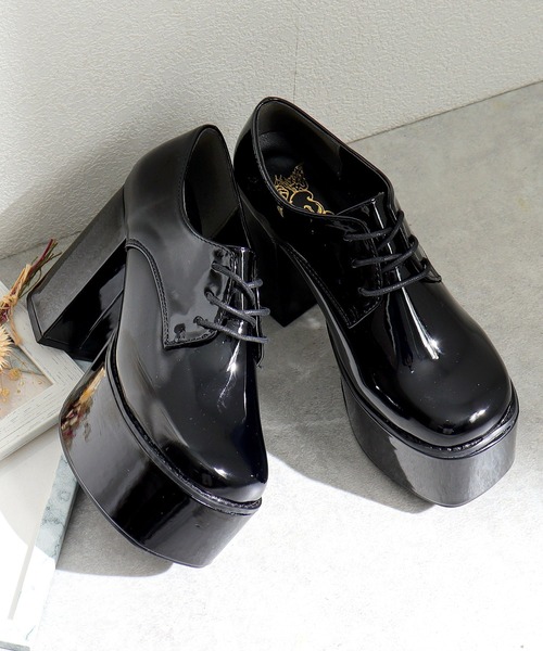 LOVEHUNTER（ラブハンター）の「LOVEHUNTER / スクエアトゥ厚底レースアップシューズ（ドレスシューズ・レディース・ブラック系その他/ブラック/アイボリー・M/LL/L/S/SS/3L）」の9枚目の写真