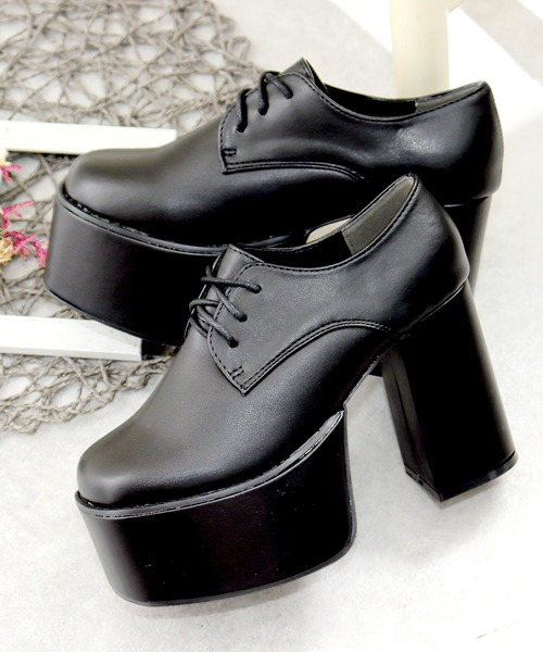 LOVEHUNTER（ラブハンター）の「LOVEHUNTER / スクエアトゥ厚底レースアップシューズ（ドレスシューズ・レディース・ブラック系その他/ブラック/アイボリー・M/LL/L/S/SS/3L）」の10枚目の写真