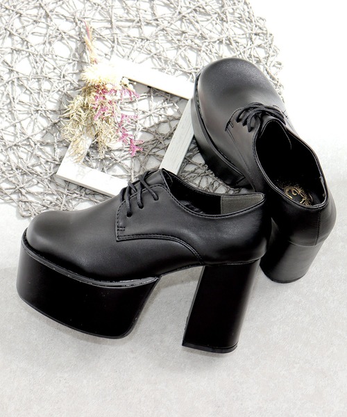 LOVEHUNTER（ラブハンター）の「LOVEHUNTER / スクエアトゥ厚底レースアップシューズ（ドレスシューズ・レディース・ブラック系その他/ブラック/アイボリー・M/LL/L/S/SS/3L）」の11枚目の写真