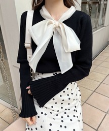 one after another NICE CLAUP | 【前後2WAY】ベルスリーブリボンリボンニット　2023SS(ニット/セーター)