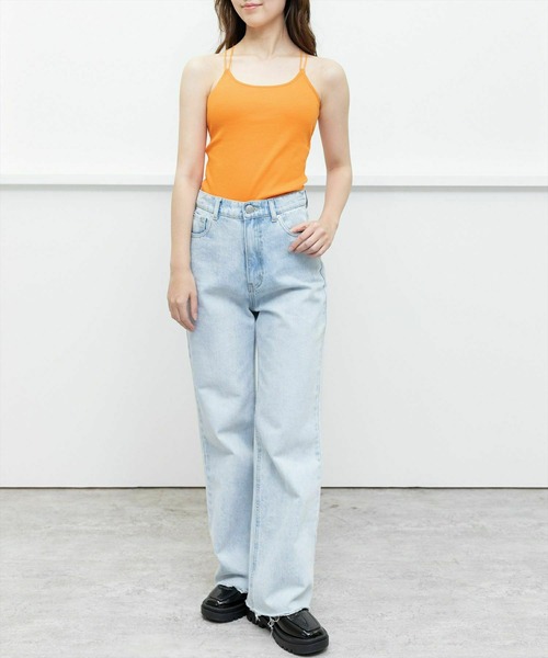 clear（クリア）の「カップ付リブキャミソール [着回し力抜群 大人 カジュアル ダブルストラップ]≪2024AW≫（キャミソール・レディース・ブラウン/カーキ/オフホワイト/ベージュ/サックスブルー/オレンジ/ブラック/グリーン/ピンク/ピンク系その他2/ブルー・F）」の22枚目の写真