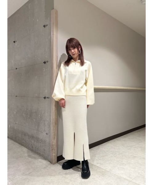 SLY(スライ)の「HEM PETAL L/SK ヘム プリーツ ロングスカート ニット(スカート・レディース・ブラック/アイボリー・FREE)」の20枚目の写真