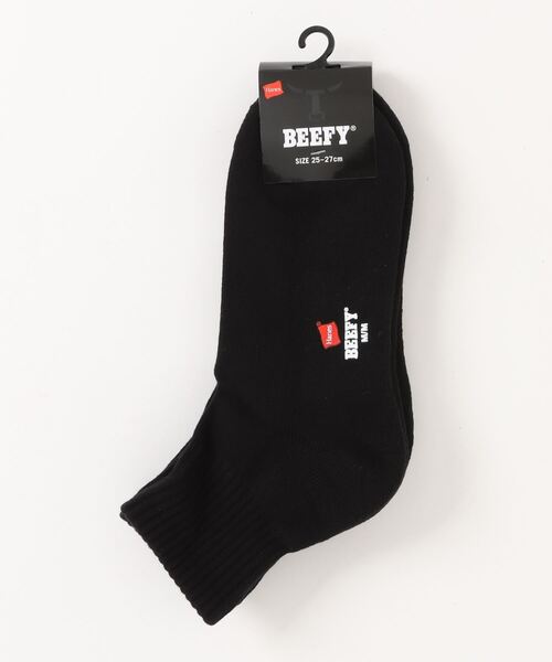 HANES（ヘインズ）の「【HANES/ヘインズ】BEEFY　ビーフィー　クオーター　2P　ソックス　2足組み　靴下（ソックス/靴下・メンズ・ホワイト/ブラック・MEDIUM）」の2枚目の写真