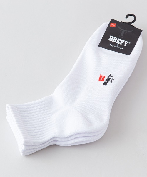 HANES（ヘインズ）の「【HANES/ヘインズ】BEEFY　ビーフィー　クオーター　2P　ソックス　2足組み　靴下（ソックス/靴下・メンズ・ホワイト/ブラック・MEDIUM）」の6枚目の写真