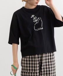 花瓶ねこプリントドルマンTee