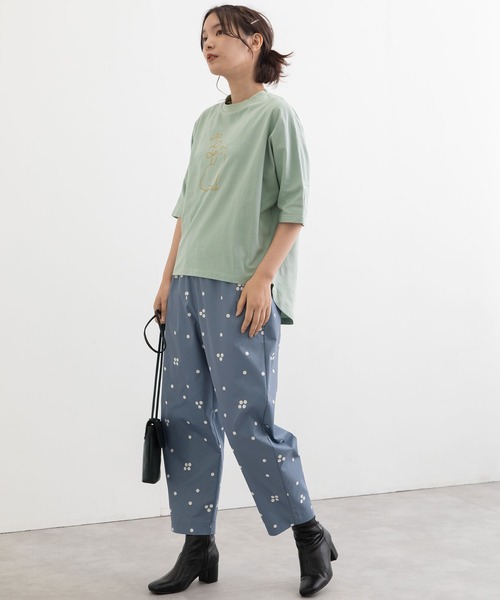 POU DOU DOU(プードゥドゥ)の「花瓶ねこプリントドルマンTee(Tシャツ/カットソー・レディース・オフホワイト/ブラック/サックスブルー・3)」の5枚目の写真