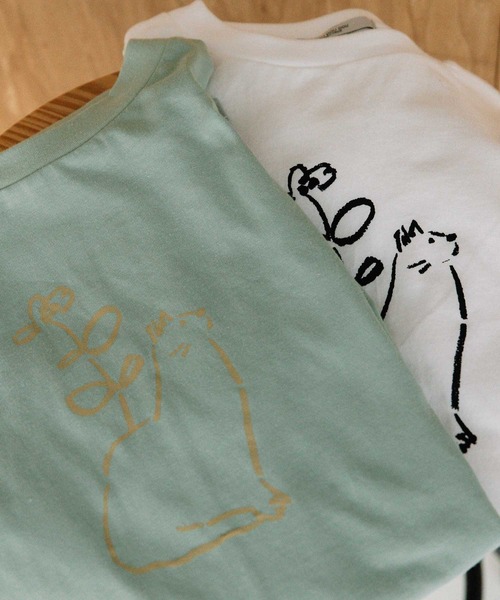 POU DOU DOU(プードゥドゥ)の「花瓶ねこプリントドルマンTee(Tシャツ/カットソー・レディース・オフホワイト/ブラック/サックスブルー・3)」の22枚目の写真