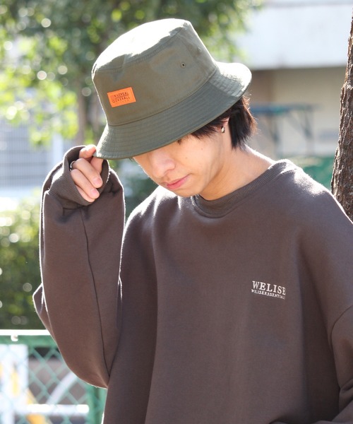 UNIVERSAL OVERALL（ユニバーサルオーバーオール）の「【UNIVERSAL OVERALL/ユニバーサルオーバーオール】フロントワッペンT/Cツイルバケットハット（ハット・メンズ・ベージュ/アイボリー/ダークグリーン/ブラック/スモーク/ブラウン・FREE）」の9枚目の写真