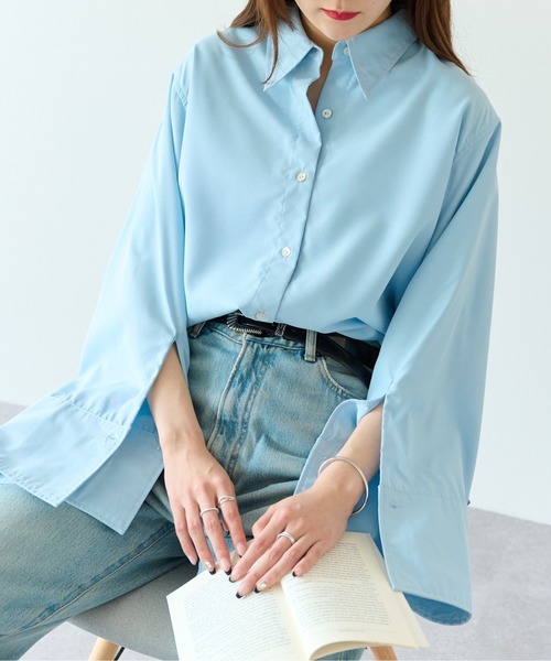 ECRIRE（エクリール）の「ベルスリーブBL（シャツ/ブラウス・レディース・オフホワイト/サックスブルー/ピンク・M）」の2枚目の写真