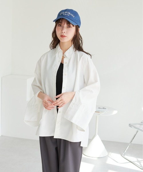 ECRIRE（エクリール）の「ベルスリーブBL（シャツ/ブラウス・レディース・オフホワイト/サックスブルー/ピンク・M）」の16枚目の写真