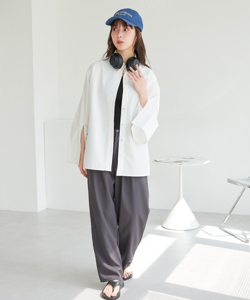 ECRIRE（エクリール）の「ベルスリーブBL（シャツ/ブラウス・レディース・オフホワイト/サックスブルー/ピンク・M）」の19枚目の写真