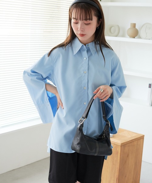 ECRIRE（エクリール）の「ベルスリーブBL（シャツ/ブラウス・レディース・オフホワイト/サックスブルー/ピンク・M）」の20枚目の写真