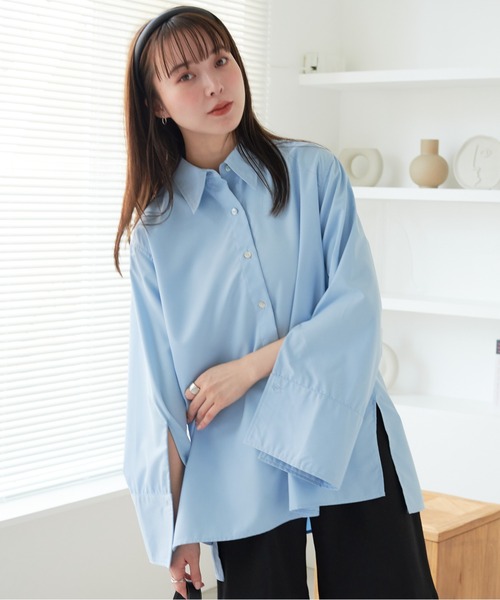 ECRIRE（エクリール）の「ベルスリーブBL（シャツ/ブラウス・レディース・オフホワイト/サックスブルー/ピンク・M）」の8枚目の写真