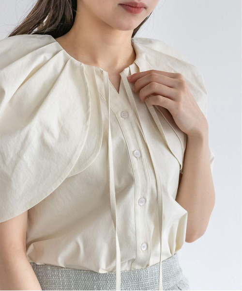 RANDA(ランダ)の「ボリュームスリーブブラウス(シャツ/ブラウス・レディース・ブルー/クリーム/インディゴブルー・0/1)」の17枚目の写真