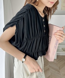 ふわっとボリューム。2wayシャーリングトップス