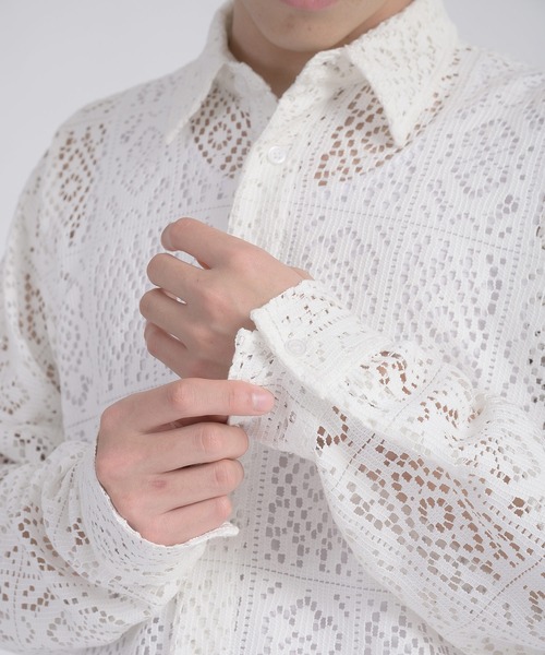 RE730 ドレープ感のあるメッシュシャツ シースルー（シャツ/ブラウス）｜REGIEVO（レジエボ）