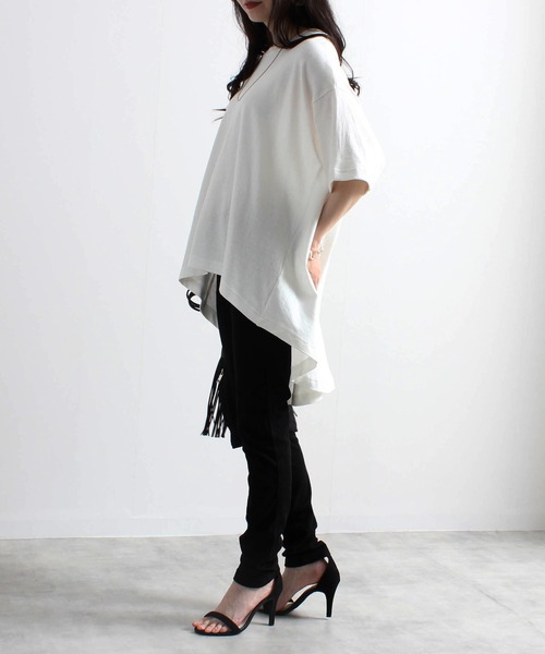 Fizz(フィズ)の「【Fizz/フィズ】 空紡糸 BACKフレアラインTシャツ(Tシャツ/カットソー・レディース・ベージュ/オレンジ/グリーン/アイボリー/ブラック・M)」の11枚目の写真