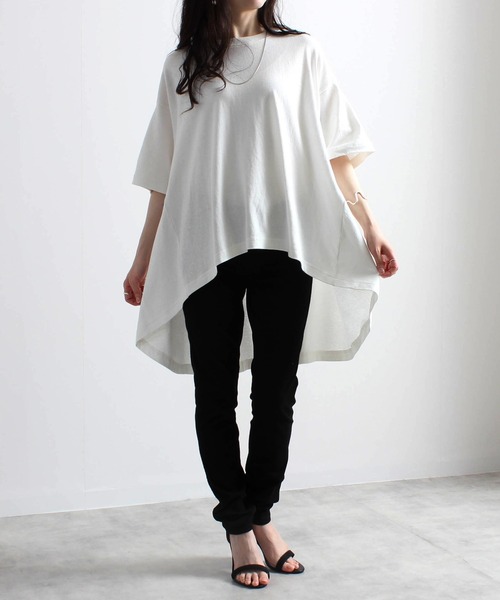 Fizz(フィズ)の「【Fizz/フィズ】 空紡糸 BACKフレアラインTシャツ(Tシャツ/カットソー・レディース・ベージュ/オレンジ/グリーン/アイボリー/ブラック・M)」の19枚目の写真