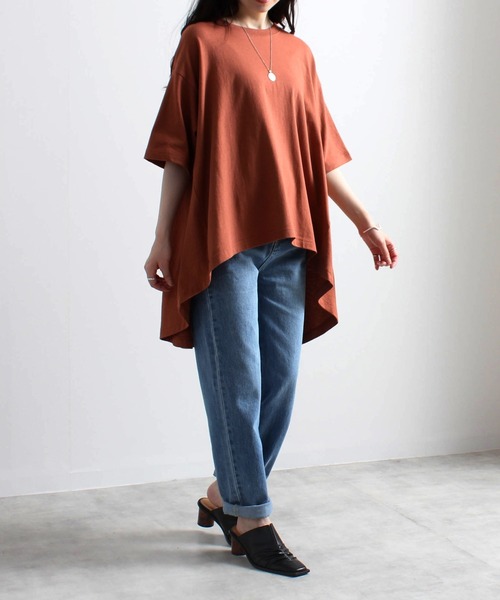 Fizz(フィズ)の「【Fizz/フィズ】 空紡糸 BACKフレアラインTシャツ(Tシャツ/カットソー・レディース・ベージュ/オレンジ/グリーン/アイボリー/ブラック・M)」の20枚目の写真