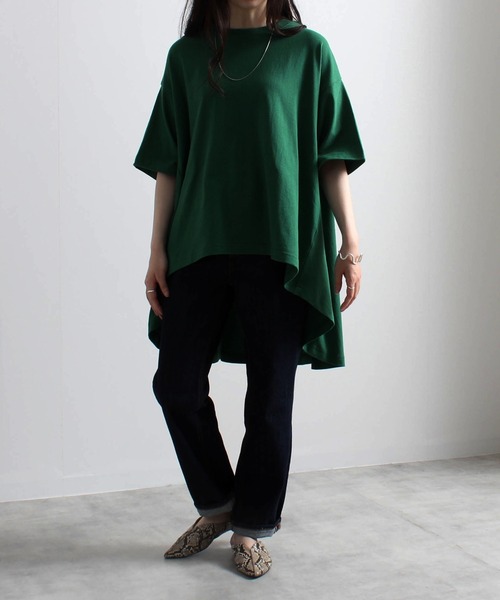 Fizz(フィズ)の「【Fizz/フィズ】 空紡糸 BACKフレアラインTシャツ(Tシャツ/カットソー・レディース・ベージュ/オレンジ/グリーン/アイボリー/ブラック・M)」の18枚目の写真