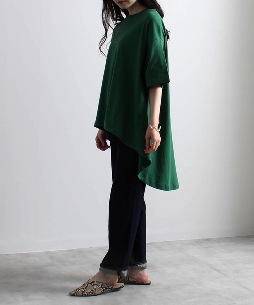 Fizz(フィズ)の「【Fizz/フィズ】 空紡糸 BACKフレアラインTシャツ(Tシャツ/カットソー・レディース・ベージュ/オレンジ/グリーン/アイボリー/ブラック・M)」の16枚目の写真