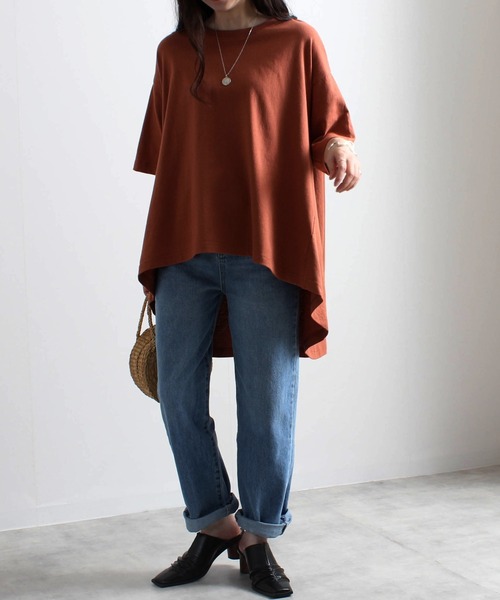 Fizz(フィズ)の「【Fizz/フィズ】 空紡糸 BACKフレアラインTシャツ(Tシャツ/カットソー・レディース・ベージュ/オレンジ/グリーン/アイボリー/ブラック・M)」の17枚目の写真