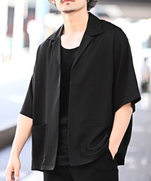 LUXSTYLE（ラグスタイル）の「ボタンレス半袖シャツジャケット（テーラードジャケット）」