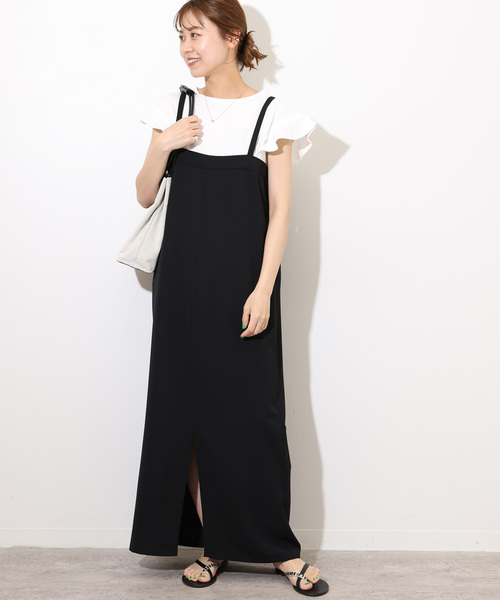JOURNAL STANDARD relume（ジャーナルスタンダード　レリューム）の「ハイツイストツイルストレートキャミワンピース（ワンピース・レディース・ブラック・FREE）」の12枚目の写真