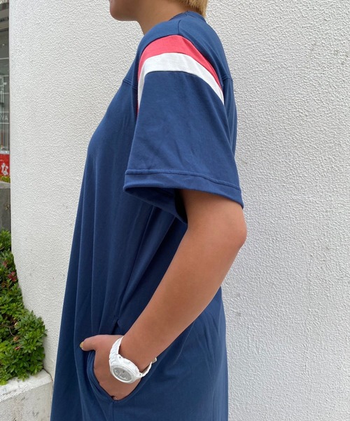 OLD BETTY'S（オールドベティーズ）の「【日本製】オールドベティーズ 【OLD BETTY’S】Football S/S Long T-shirts（チュニック・レディース・チャコールグレー/ネイビー・FREE）」の8枚目の写真