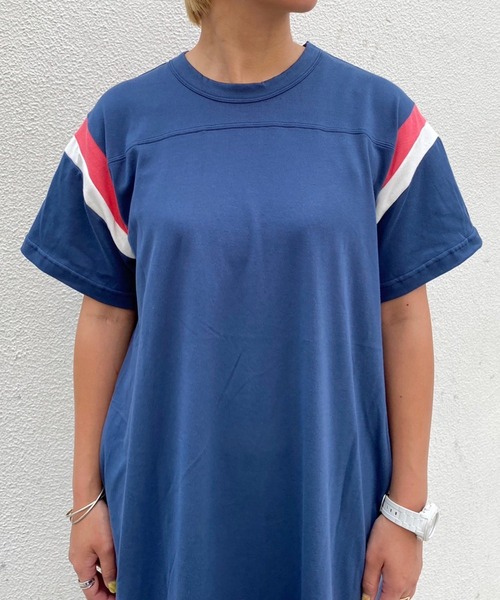 OLD BETTY'S（オールドベティーズ）の「【日本製】オールドベティーズ 【OLD BETTY’S】Football S/S Long T-shirts（チュニック・レディース・チャコールグレー/ネイビー・FREE）」の9枚目の写真
