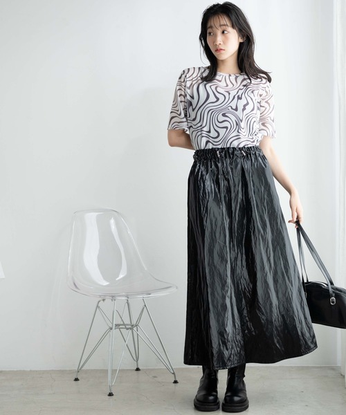 WEGO(ウィゴー)の「WEGO/メタリックドロストフレアスカート(スカート・レディース・シルバー/ブラック・FREE)」の11枚目の写真