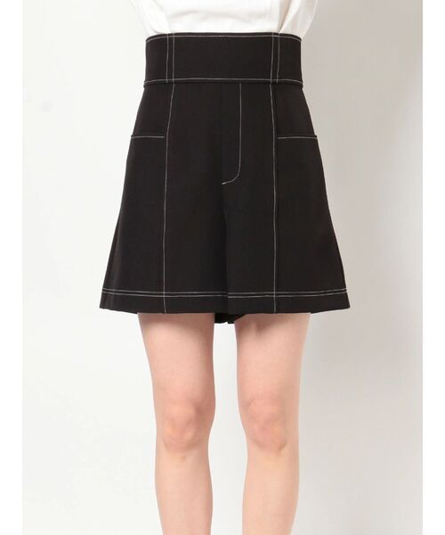 MURUA（ムルーア）の「ハイウエストステッチショートパンツ（その他パンツ・レディース・ブラック/ホワイト・1/2）」の9枚目の写真