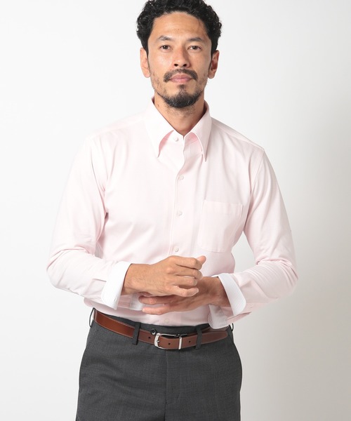 MEN'S BIGI（メンズビギ）の「ハイゲージツイルワンピースカラーボタンダウンドレスシャツ（ビジネスシャツ・メンズ・ピンク/ホワイト/サックスブルー・01/02/03/04）」の15枚目の写真