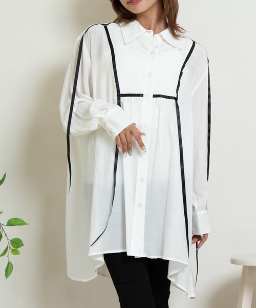 repetto ホワイト Tシャツ Mサイズ リボン付き ＆ビッグプリント オーバーサイズTシャツ＜ホワイト＞(S