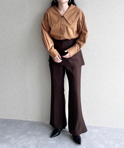 LOWRYS FARM(ローリーズファーム)の「ラナテックフレアパンツ 704173(スラックス・レディース・ブラック/ブラウン/ブラウン系その他・MEDIUM/LARGE)」の7枚目の写真