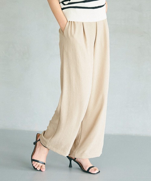 coca（coca）（コカ）の「シボサテンライクイージーパンツ 防シワ/イージーケア/吸水速乾/通気性（その他パンツ・レディース・イエロー/ブラック/アイボリー/ライトブルー/ベージュ/ネイビー/ライトベージュ/ライトピンク/ブラウン/カーキ・M/L/S）」の4枚目の写真