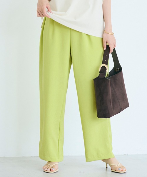 coca（coca）（コカ）の「＼再入荷／ シボサテンライクイージーパンツ 防シワ/イージーケア/吸水速乾/通気性（その他パンツ・レディース・イエロー/ブラック/アイボリー/ライトブルー/ベージュ/ネイビー/ライトベージュ/ライトピンク/ブラウン/カーキ/ライトグリーン/チャコール/グレイッシュベージュ/ダークブラウン・M/L/S）」の10枚目の写真