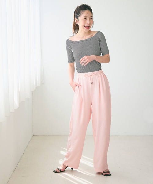 coca（coca）（コカ）の「シボサテンライクイージーパンツ 防シワ/イージーケア/吸水速乾/通気性（その他パンツ・レディース・イエロー/ブラック/アイボリー/ライトブルー/ベージュ/ネイビー/ライトベージュ/ライトピンク/ブラウン/カーキ・M/L/S）」の20枚目の写真