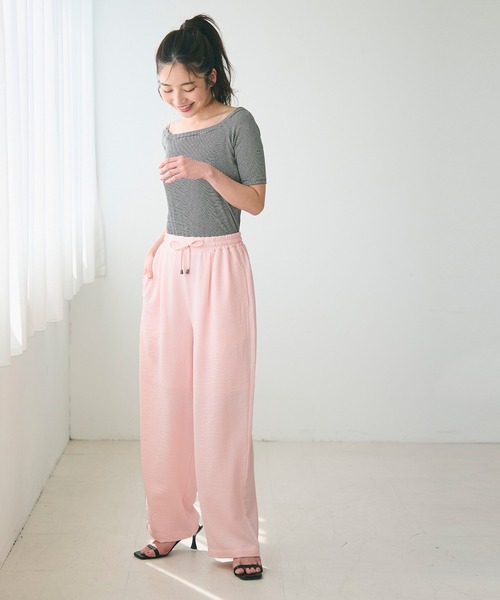 coca（coca）（コカ）の「＼再入荷／ シボサテンライクイージーパンツ 防シワ/イージーケア/吸水速乾/通気性（その他パンツ・レディース・イエロー/ブラック/アイボリー/ライトブルー/ベージュ/ネイビー/ライトベージュ/ライトピンク/ブラウン/カーキ・M/L/S）」の19枚目の写真