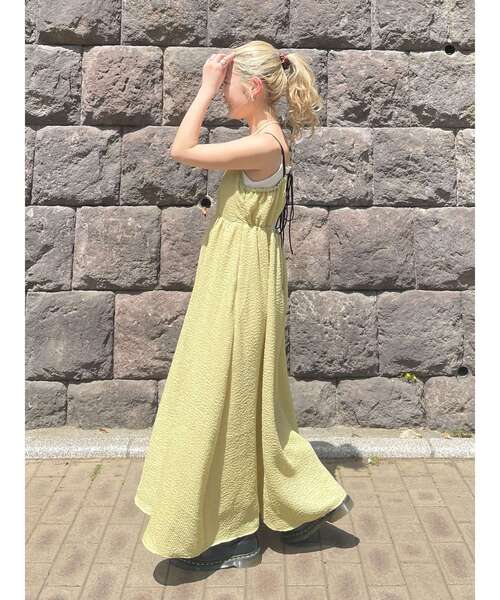 Ungrid（アングリッド）の「ふくれジャカードキャミワンピース（ワンピース・レディース・ブラック/オフホワイト/グリーン・FREE）」の3枚目の写真