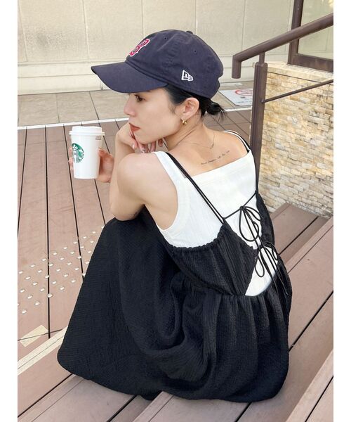 Ungrid（アングリッド）の「ふくれジャカードキャミワンピース（ワンピース・レディース・ブラック/オフホワイト/グリーン・FREE）」の14枚目の写真