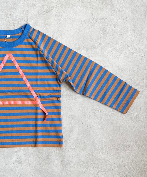 HOGAN RANCH WEAR（ホーガンランチウエア）の「サテンリボンボーダーカットソー（80～150cm）（Tシャツ/カットソー・キッズ・ブルー/カーキ/ブラック・95/100/140/130/120/90/150/80/110）」の9枚目の写真