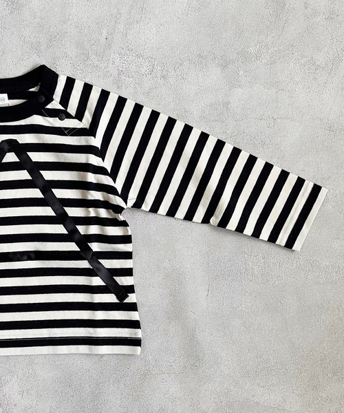 HOGAN RANCH WEAR（ホーガンランチウエア）の「サテンリボンボーダーカットソー（80～150cm）（Tシャツ/カットソー・キッズ・ブルー/カーキ/ブラック・95/100/140/130/120/90/150/80/110）」の4枚目の写真
