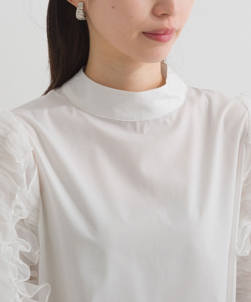 terrace(テラス)の「フリルスリーブブラウス(シャツ/ブラウス・レディース・ブラック/ブルー/オフホワイト・MEDIUM)」の18枚目の写真